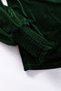 Blackish Green Mock Neck Puff Sleeve Velvet Blouse