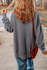 Gray Drop Shoulder Ribbed Trim Oversized Sweatshirt