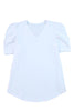 White Puff Sleeve V-Neck T-Shirt