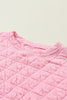 Pink Solid Quilted Pullover and Pants Outfit