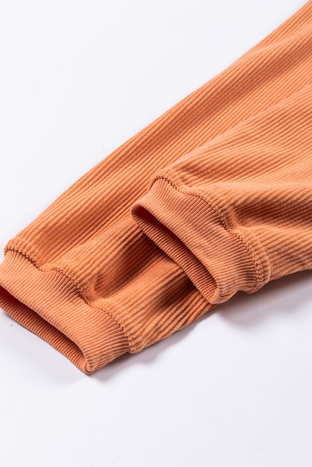 Orange Ribbed Corded Oversized Sweatshirt