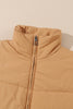 Brown Zip Up Pocketed Puffer Coat