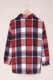 Red Plaid Print Buttoned Shirt Jacket