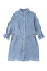 Sky Blue Buttoned Long Sleeve Denim Mini Dress