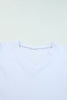 White Puff Sleeve V-Neck T-Shirt