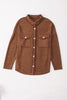 Brown Contrast Flap Pockets Relaxed Shacket