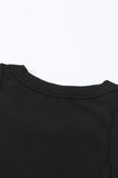 Solid Black Round Neck Ribbed Tank Top