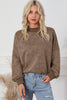 Brown Drop Shoulder Crew Neck Pullover Sweatshirt