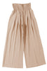 Khaki Smocked Wide Waistband High Waist Wide Leg Pants