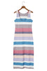 Multicolor Stripe Print Slit Maxi Tank Top Dress