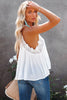 White Lace Splicing Ruffled V Neck Cami Top