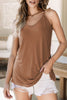 Chestnut Spaghetti Strap V-Neck Flowy Tunic Tank Top