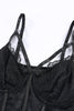 Black Spaghetti Straps Lace Panel Bodysuit