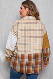 Golden Apricot Plus Size Plaid Patchwork Button up Shacket