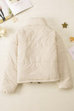 Apricot Zip Up Drawstring Hem Puffer Coat