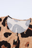 Leopard Print Button Front Bubble Sleeve Loose Knit Dress