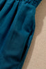 Blue Drawstring Elastic Waist Casual Wide Leg Pants