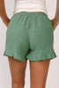 Green High Waist Pocketed Ruffle Shorts