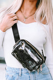 Black Adjustable Straps Zipper Clear Waist Bag