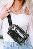 Black Adjustable Straps Zipper Clear Waist Bag