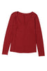 Red Sandalwood V Neck Center Seam Long Sleeve Tee