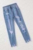 Light Blue Distressed Boyfriend Denim Pants