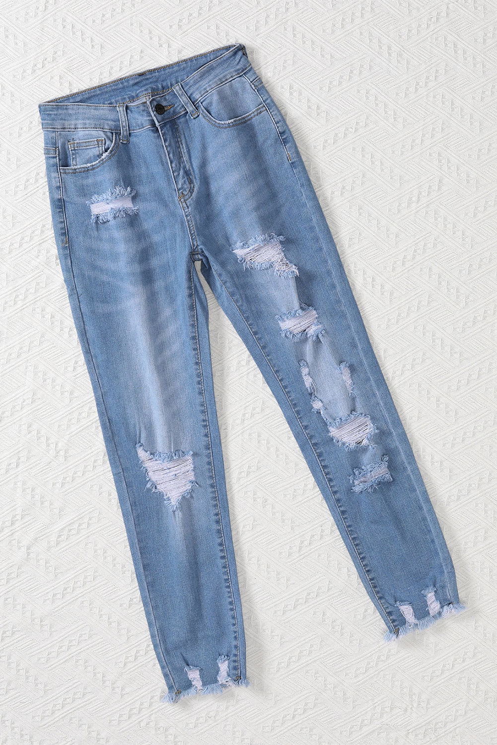 Light Blue Distressed Boyfriend Denim Pants