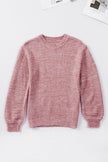 Pink Subtle Heather Knit Bishop Sleeve Sweater