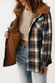 Plaid Pattern Sherpa Lined Hooded Shacket