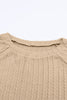 Khaki Ribbed Round Neck Knit Long Sleeve Top