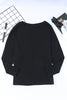 Black Solid Color Patchwork Long Sleeve Top