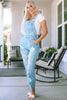 Sky Blue Constructed Bib Pocket Distressed Denim Overalls