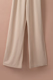 Apricot Bracelet Sleeve Waist Tie Wide Leg Jumpsuit