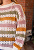 Multicolor Striped Hollowed Knitted Loose Sweater