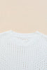 White Hollow-out Knitted Short Sleeve T Shirt