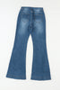 Blue High Waist Seam Stitching Pocket Flare Jeans