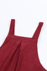 Fiery Red Solid Color Corduroy Wide Leg Bib Overalls