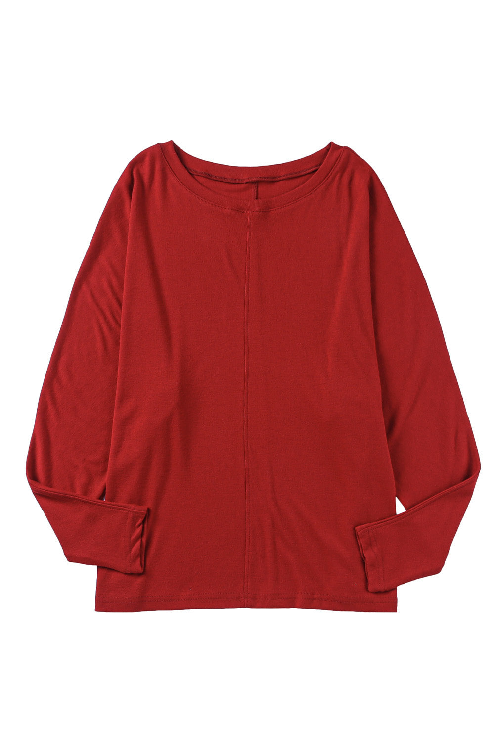 Red Solid Color Patchwork Long Sleeve Top