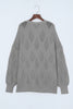 Gray Plus Size Knitted Hollow out Button up Cardigan