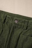 Green High Waist Square Pockets Corduroy Pants