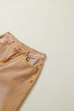 Brown Distressed Hollow-out High Waist Cropped Flare Jeans