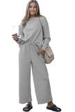 Gray Ultra Loose Textured 2pcs Slouchy Outfit