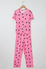Pink Valentines Heart Print Tee and Pants Lounge Set