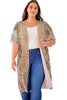 Plus Size Leopard Color Block Flowy Kimono