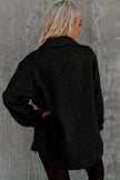 Black Retro Quilted Flap Pocket Button Shacket