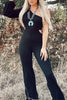 Black One-Shoulder Balloon Sleeve Cutout Jumpsuit