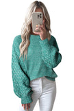 Sea Green Cable Knit Sleeve Drop Shoulder Sweater