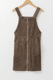 Brown O-ring Zip Up  Pocketed Corduroy Dress