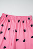 Pink Valentines Heart Print Tee and Pants Lounge Set