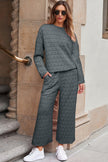 Dark Grey Solid Quilted Pullover and Pants Outfit